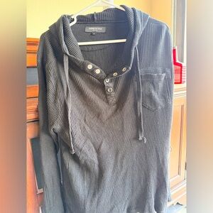 Charcoal Hooded Henley Top